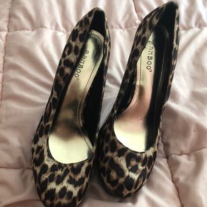 Leopard high heel platform shoes